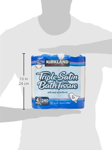 Papel higiénico triple satinado de 3 capas, 4 rollos, 1 paquete de papel higiénico Kirkland-blanco, 1 paquete