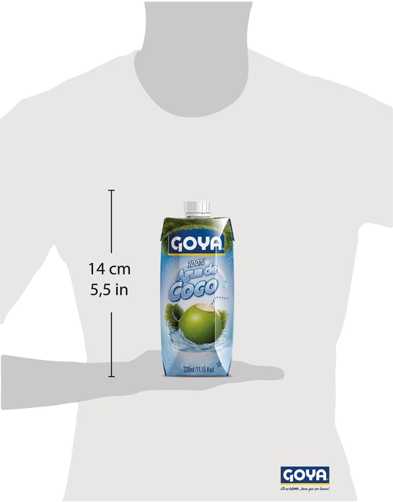 Goya Agua de Coco 12x330 ml, 100% Agua de Coco Natural Sin Azúcar, Hidratante y Reconstituyente con Electrolitos y Minerales