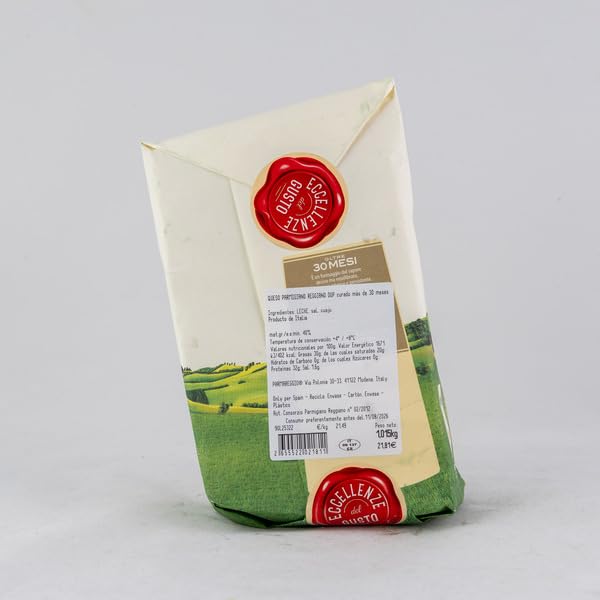 Parmigiano Reggiano DOP - Queso Italiano Curado Más de 30 Meses, 1,015 kg - 100% Natural, Sin Lactosa, Alto en Proteínas y Calcio - Parmareggio - Ideal para Gourmet - NEXU