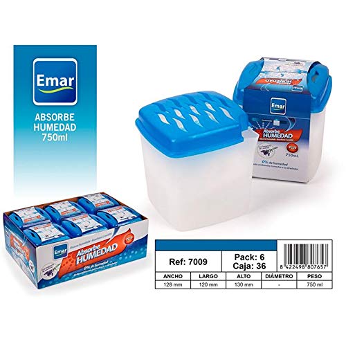 Emar Pack 6 Unidades 7009 - Absorbe Humedad 750 Ml. Capacidad Abierto