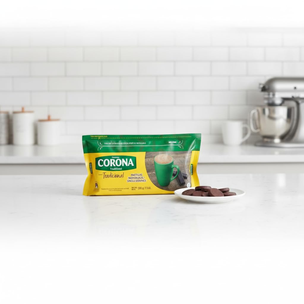 Chocolate Tradicional - Pastillas Individuales (500g / 17.6 oz) - Chocolate de Mesa Colombiano con Azúcar para Preparar con Leche o Agua - Corona - Empaque Resellable Zip-Pak - NEXU