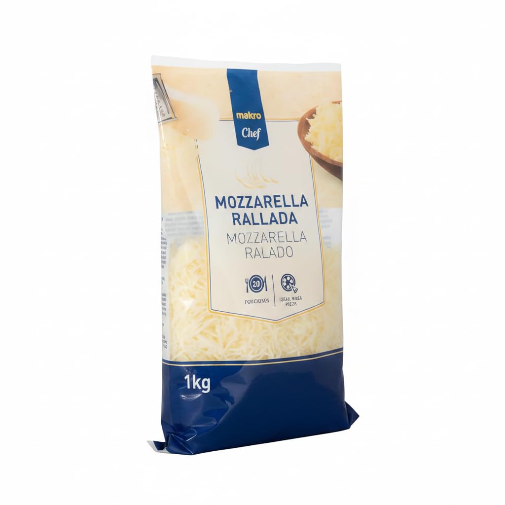 Mozzarella Rallada 1kg - Queso para Fundir y Gratinar para Pizzas, Pastas y Lasañas - Formato Profesional - METRO - Ideal para Hostelería y Cocina en Casa - NEXU