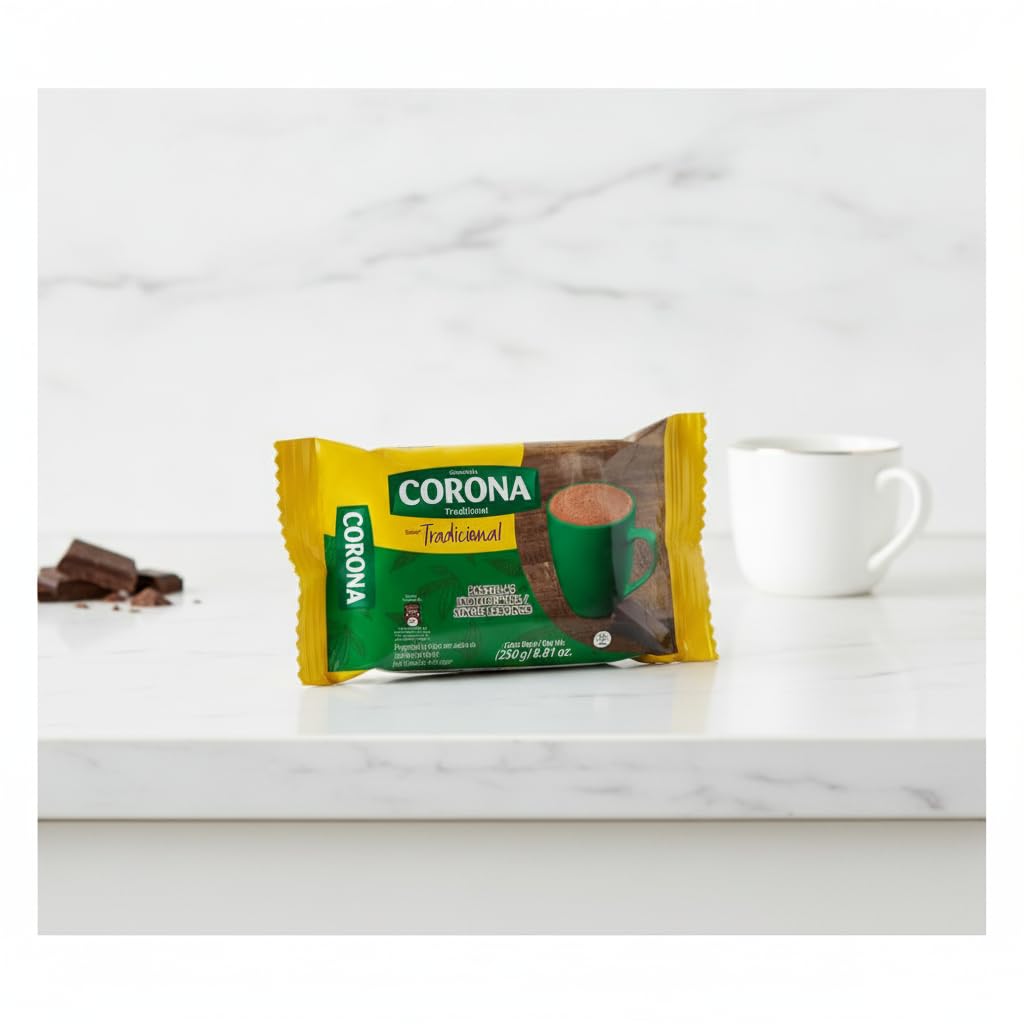 Chocolate Tradicional - Pastillas Individuales 250g para Taza - Chocolate para Beber con Cacao y Azúcar - Preparación Versátil en Agua o Leche - Corona - Ideal para Desayunos y Meriendas - NEXU
