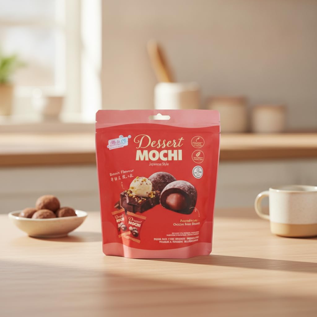 Mochi de Brownie y Chocolate - Postre Tradicional Japonés de Arroz Glutinoso con Textura Suave y Masticable - Snack Dulce Gourmet - 120g - NEXU