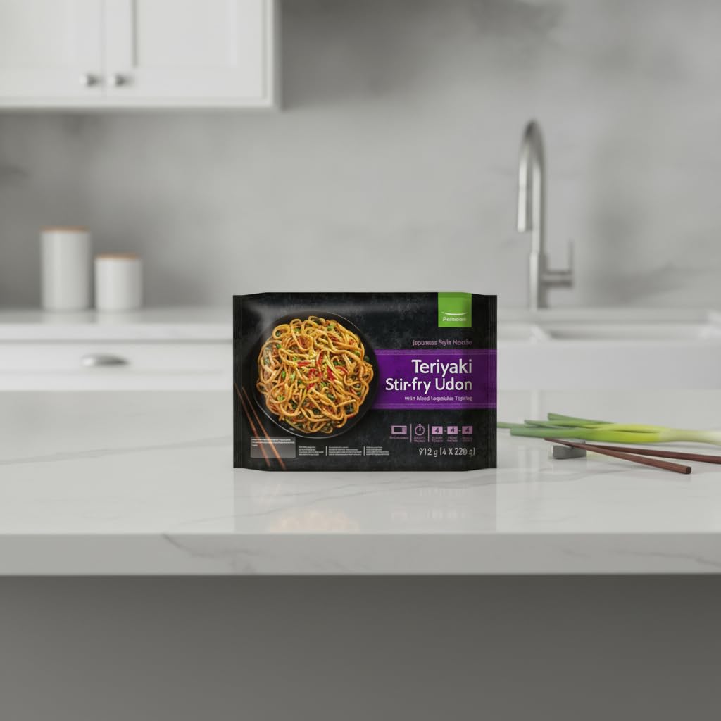 Teriyaki Stir-fry Udon - 1 Pack de 4 Raciones (912g) Total - Fideos Estilo Japonés Listos en Minutos - Pasta Asiática con Salsa Teriyaki y Verduras - Pulmuone - Apto para Microondas - NEXU