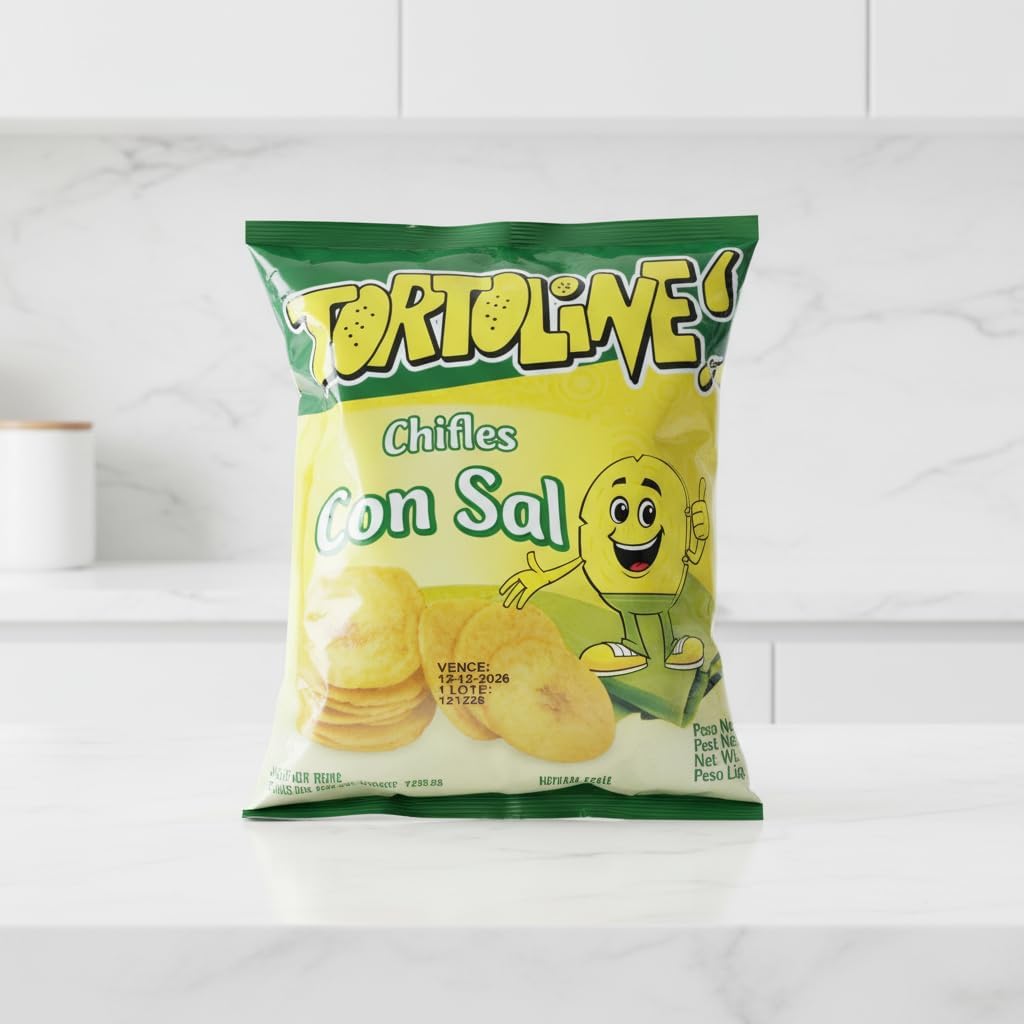 Chifles Con Sal - Pack de 5 Bolsas - Chips de Plátano Ecuatorianos Originales - 100 gramos - Tortoline, GOYA - Snack Crujiente y Natural de Ecuador - NEXU