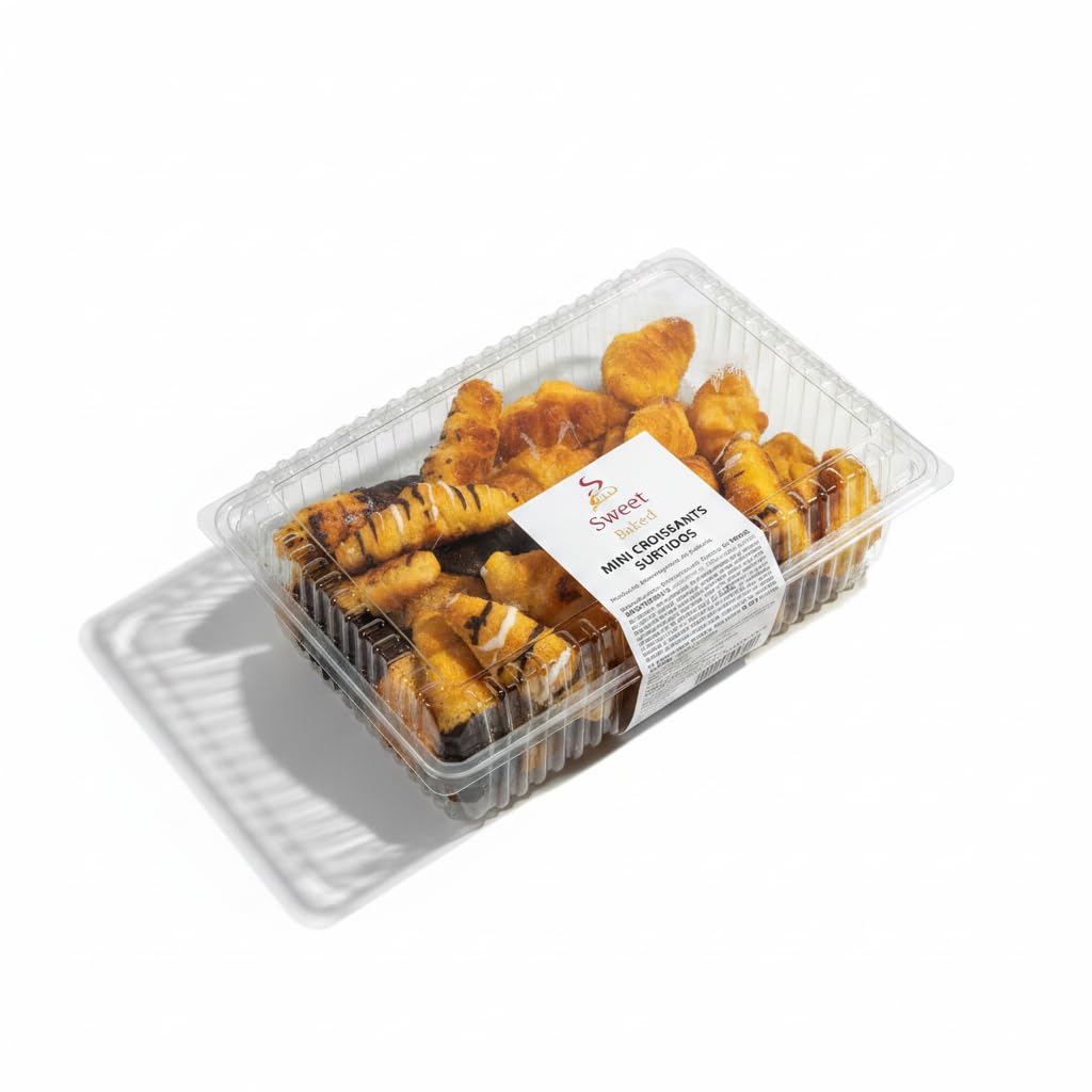 Mini Croissants Surtidos - Bandeja Familiar de 850g - Selección de Bollería de Mantequilla, Chocolate y Glaseado - Sweet Baked - Ideal para Desayunos y Eventos - NEXU
