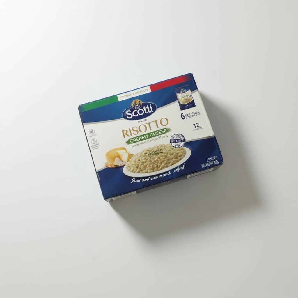 Risotto de Queso Cremoso con Arroz Carnaroli Italiano - Pack Ahorro de 6 Bolsas de 210g c/u total 1260 gr - Riso Scotti - Sin Gluten y Sin Conservantes - Listo en 12 Minutos - NEXU