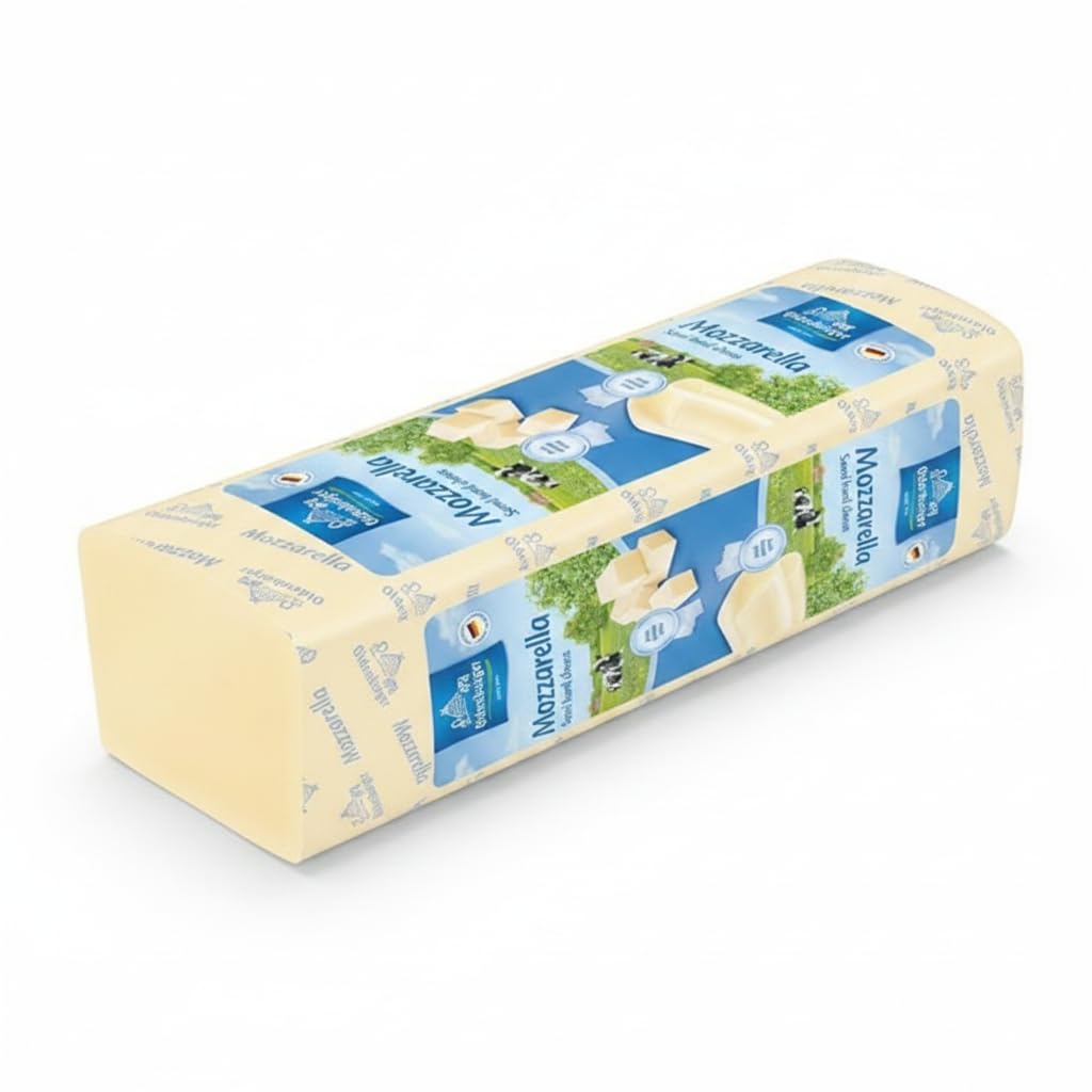Queso Mozzarella Semiduro 3kg - Bloque de Queso Alemán para Pizzas, Pastas y Gratinados - Oldenburger - Ideal para Rallar y Fundir con Textura Cremosa - NEXU