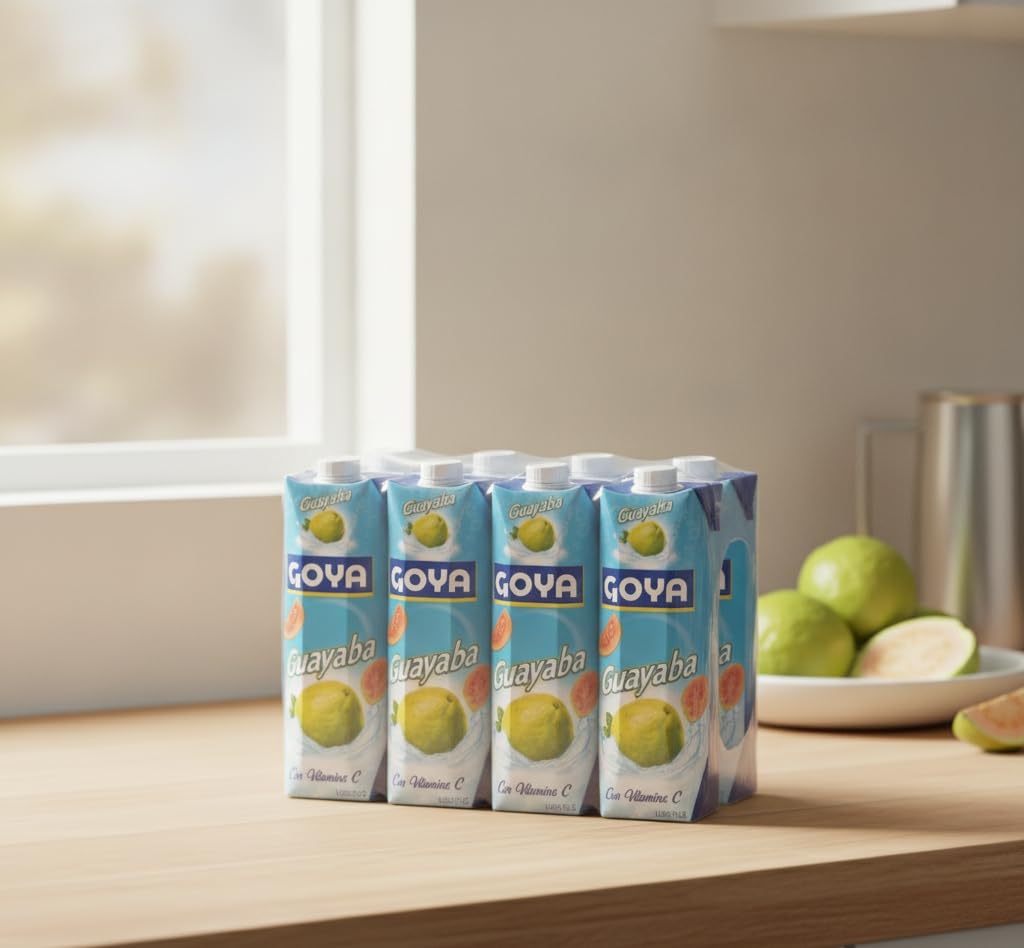 Jugo de Guayaba con Vitamina C - Pack de 12 Bricks de 1 Litro - Néctar de Fruta Tropical Refrescante - Formato Familiar Ahorro de 12L - Goya - Ideal para Desayunos, Cócteles y Postres - NEXU