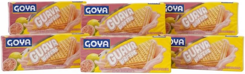 Galletas Wafer de Guayaba, Pack de 6 Unidades (140g c/u) - Barquillos Crujientes Rellenos de Crema de Guayaba Tropical - Goya - Snack Dulce para Merienda y Postre - NEXU