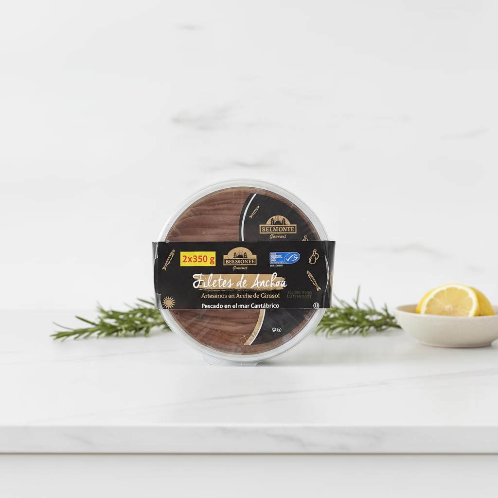 Pack de 2 Filetes de Anchoa del Cantábrico en Aceite - 2 x 350g - Anchoas Artesanales - Formato Ahorro para Hogar y Hostelería - Belmonte - NEXU