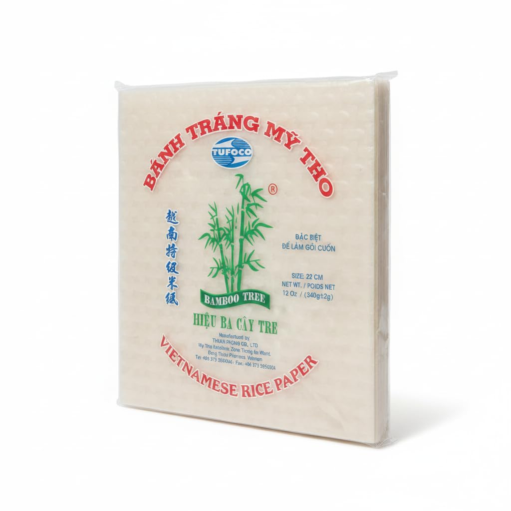 Láminas de Papel de Arroz y Tapioca Cuadradas 22cm, 340g - Obleas para Rollitos de Primavera Vietnamitas y Gỏi Cuốn - Textura Flexible y Resistente - Pack de 340g - NEXU