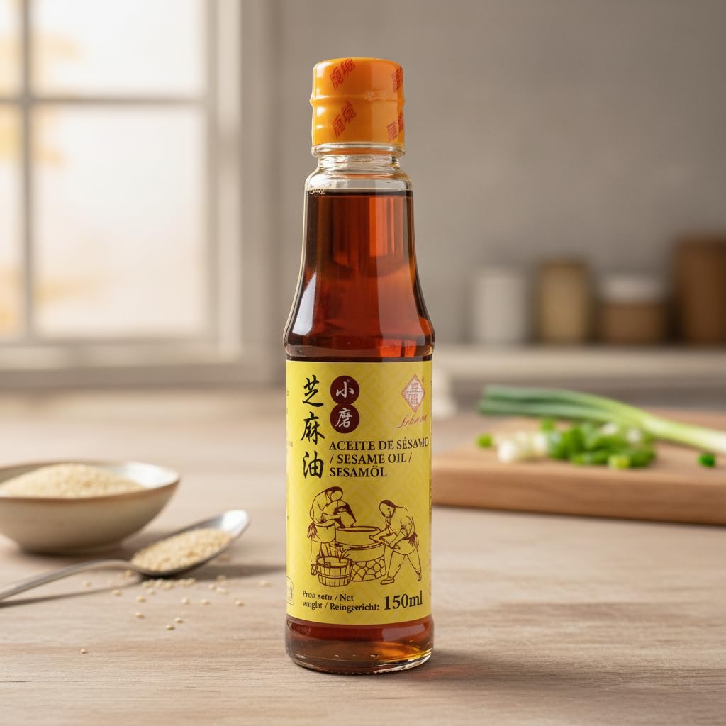 Aceite de Sésamo 150ml - Aceite Puro de Sésamo para Cocina Asiática, Salteados y Ensaladas - Botella de Cristal - Aroma Intenso y Tradicional - Sin Azúcares ni Sal Añadida - NEXU