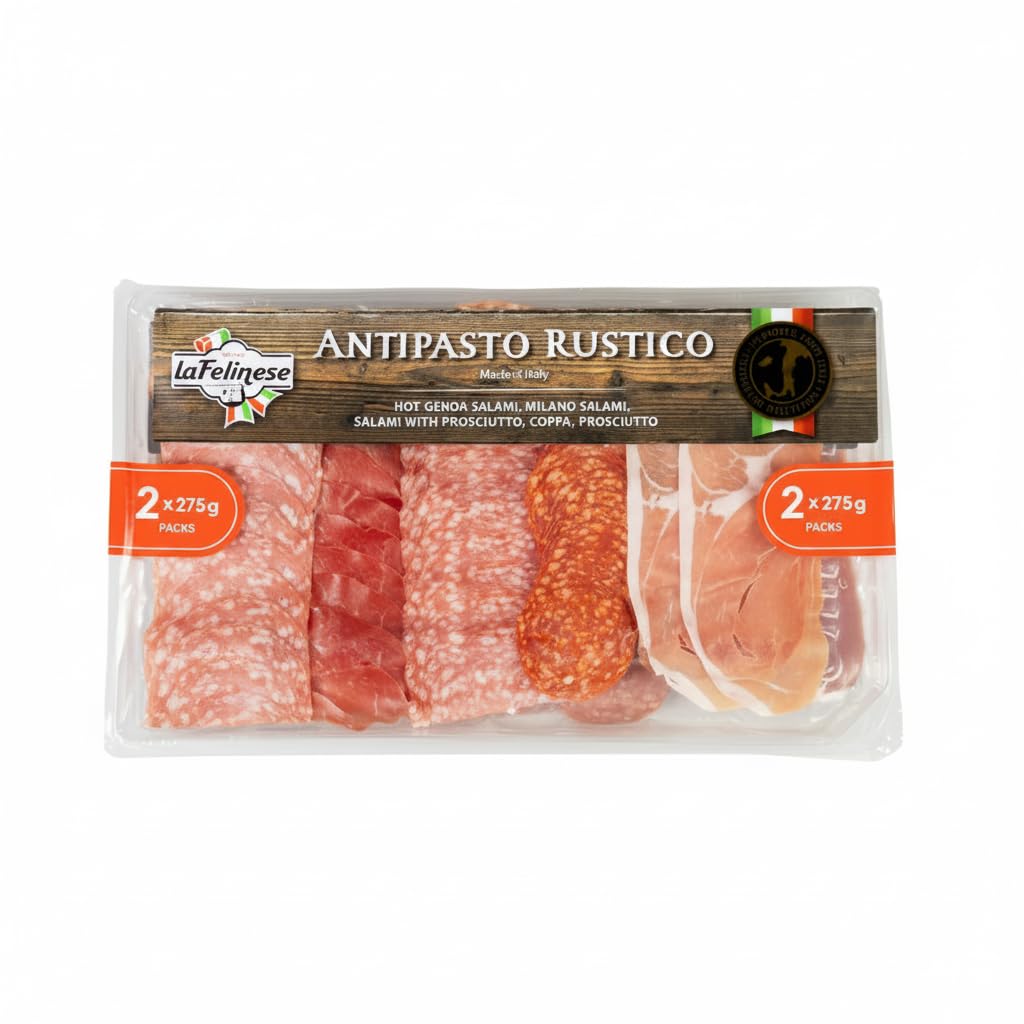 Antipasto Rustico Italiano - Pack Ahorro 2 x 275g (550g Total) - Surtido de Salame Milano, Coppa y Jamón Crudo - La Felinese - Embutidos Listos para Servir - Origen Italia - NEXU
