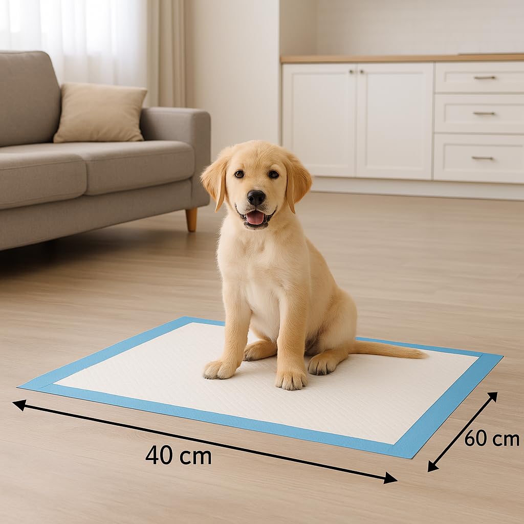 Empapadores para Perros 60x40 cm - 100 Unidades | Almohadillas de Adiestramiento Ultraabsorbentes | 5 Capas Antifugas, Secado Rápido | Ideal para Cachorros y Perros Mayores