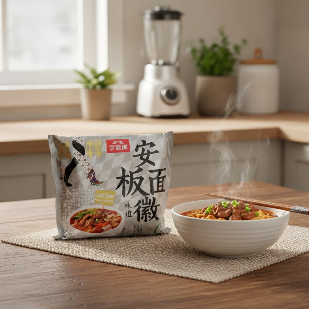 Fideos Instantáneos al Estilo Anhui Sabor Clásico - Ban Mian Tradicional Chino - Pack de 3 x 114g - Pasta de Trigo con Sobres - Salsa y Verduras - Comida Rápida y Sabrosa en 3 Minutos - NEXU