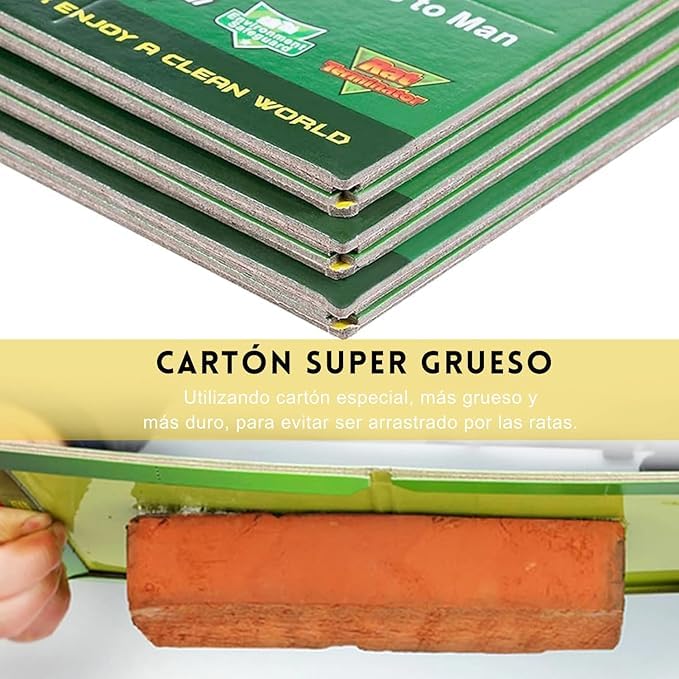 Trampas Adhesivas para Ratones y Ratas - Placas de Pegamento Ultra Eficaces Sin Químicos - Control de Plagas para Hogar Interior y Exterior - Fácil Uso y Seguro (6)