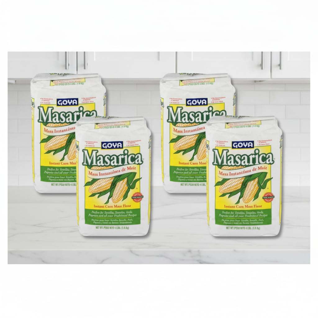 Harina de Maíz Instantánea, Pack de 4 Bolsas de 1.8 kg (Total 7.2 kg) - Sin Gluten, 100% Natural - Goya - Ideal para Tortillas, Tamales y Pupusas - Harina de Maíz Nixtamalizada - NEXU