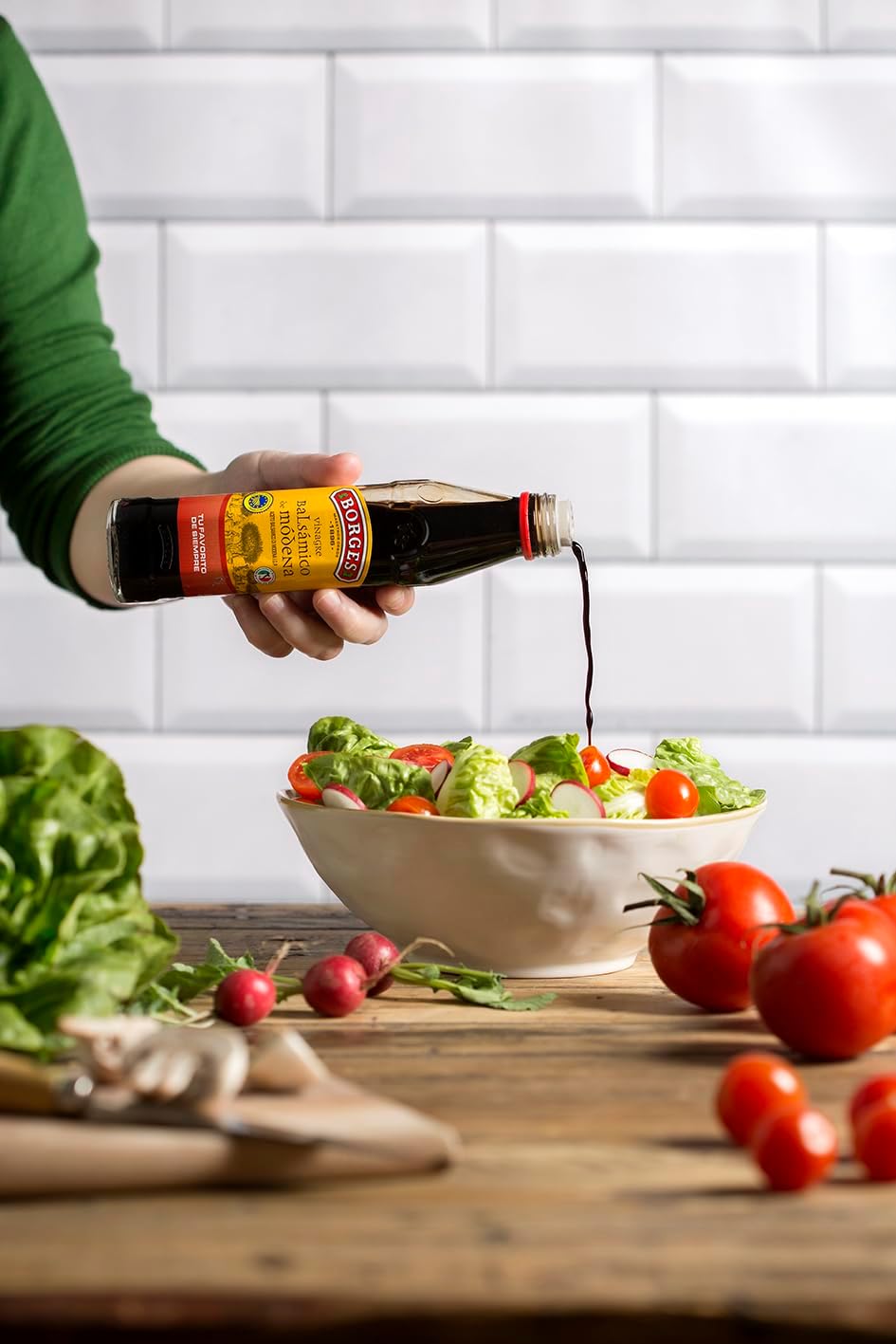 Borges - Vinagre Balsámico de Módena - Con denominación de Origen I.G.P. - Sin Azúcares añadidos - Ideal para ensaladas, pescados, carnes y verduras - Botella de vidrio 500ml