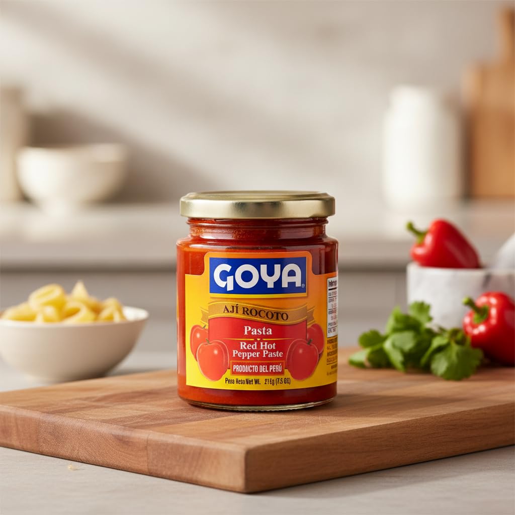 Ají Rocoto Pasta - Pasta de Chile Rojo Picante Peruano - Auténtico Sabor para Ceviches y Salsas - Frasco de 213g (7.5 oz) - GOYA - Ingrediente Esencial de la Gastronomía del Perú - NEXU