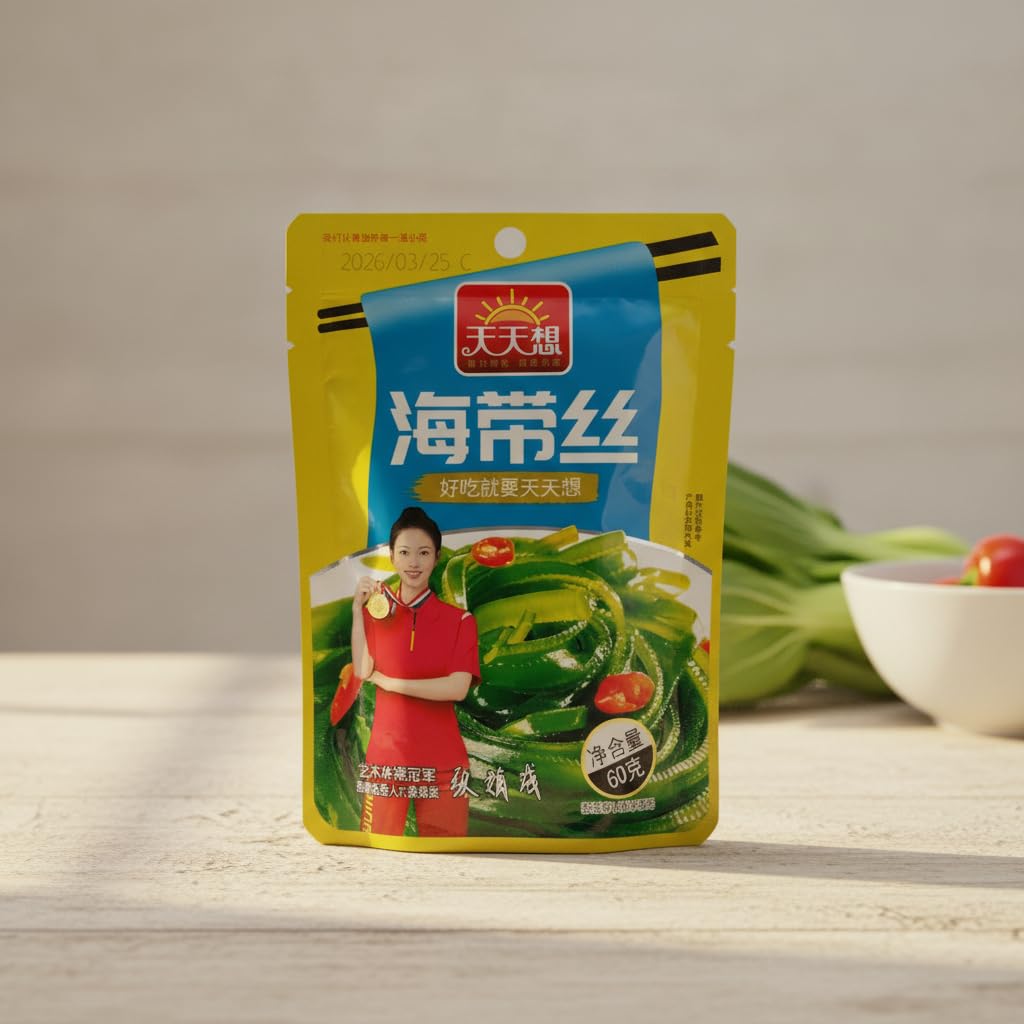 Tiras de Alga Picante 60g - Snack de Alga Marina Sazonada con Chile, Ajo y Jengibre - Aperitivo Asiático Listo para Comer - Bajo en Grasas Saturadas - NEXU
