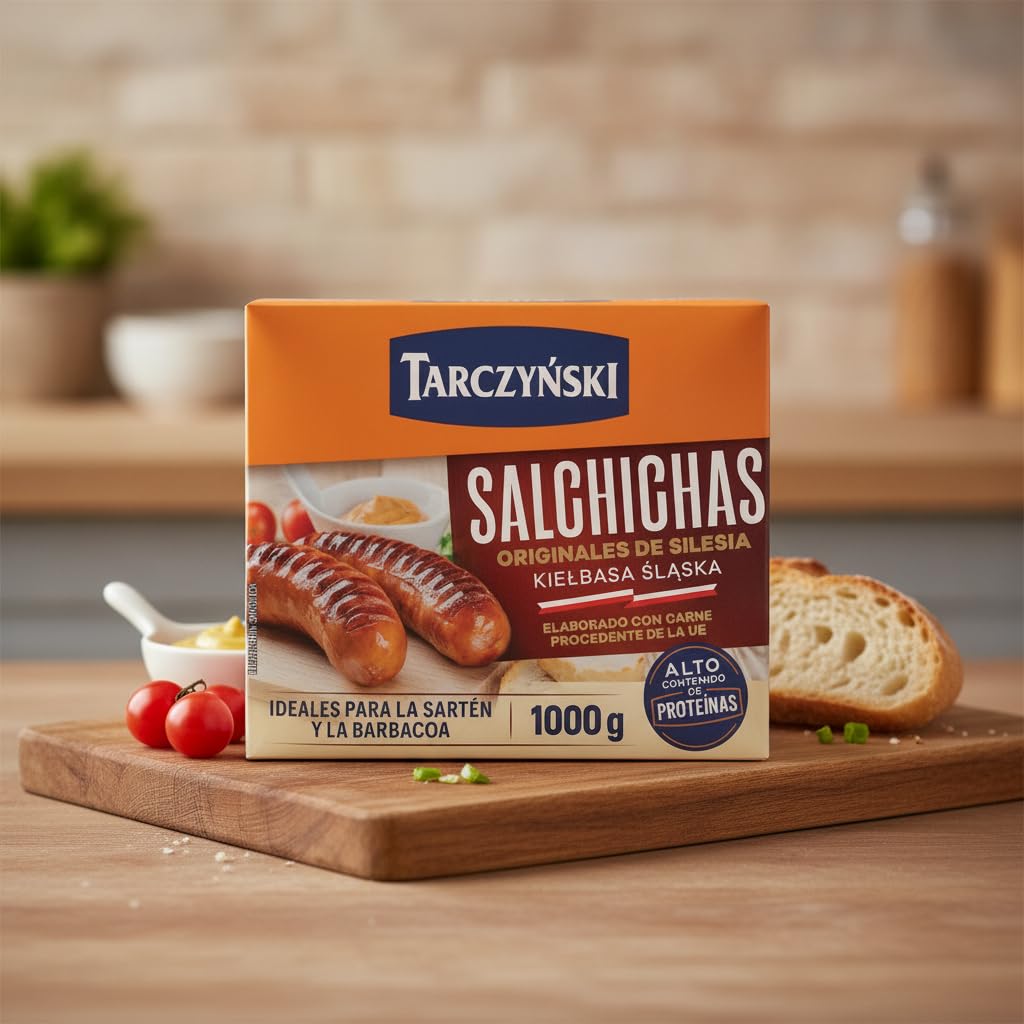 Salchichas de Silesia Originales Kiełbasa Śląska - 1kg de Salchichas Ahumadas con 95% Carne de Cerdo - Especial para Barbacoa y Parrilla - Receta Tradicional Polaca - NEXU