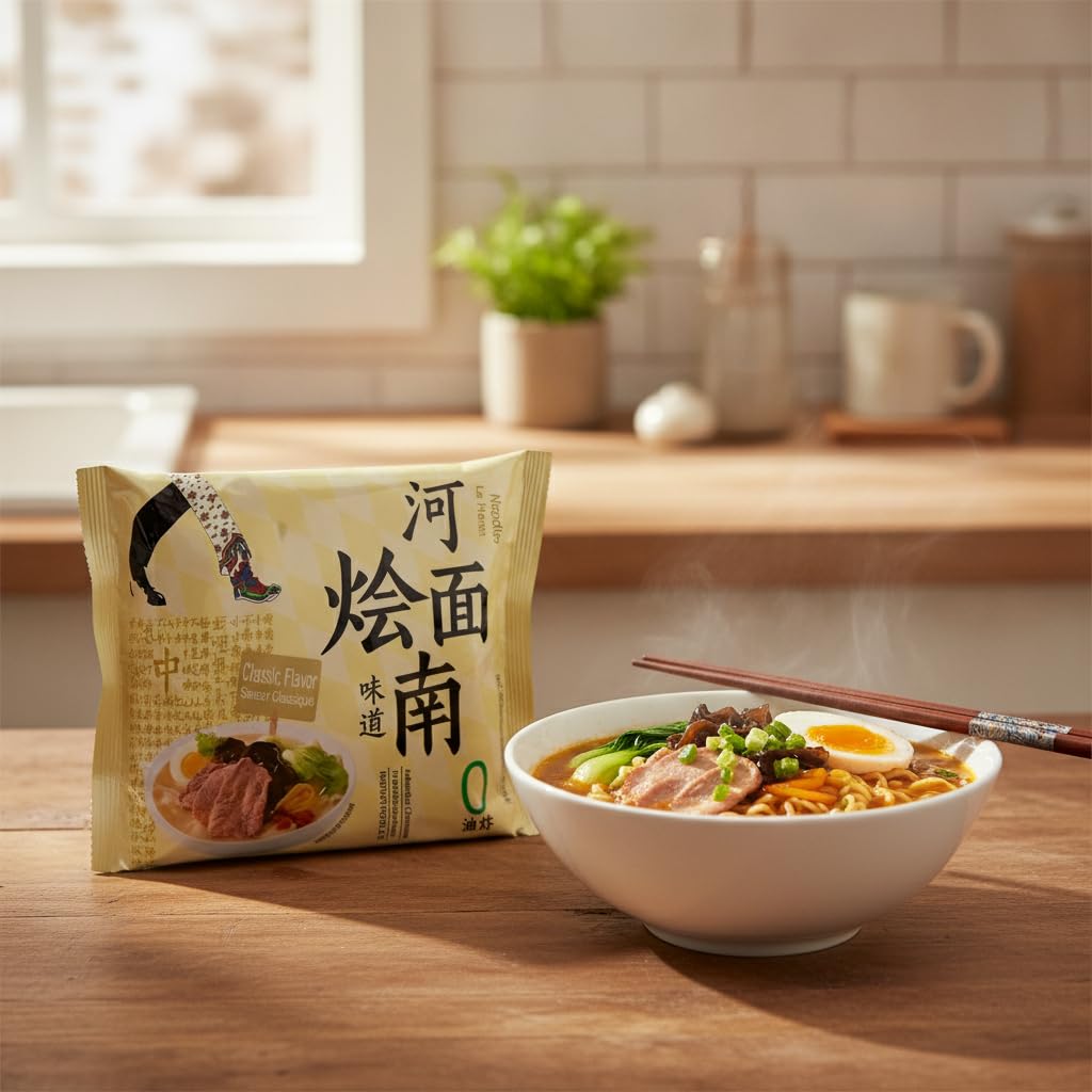 Fideos Instantáneos Estilo Henan Sabor Clásico 108g c/u | Pack de 3 unidades | Fideos de Trigo No Fritos con Caldo Tradicional y Verduras | Ramen Instantáneo Chino Auténtico - NEXU