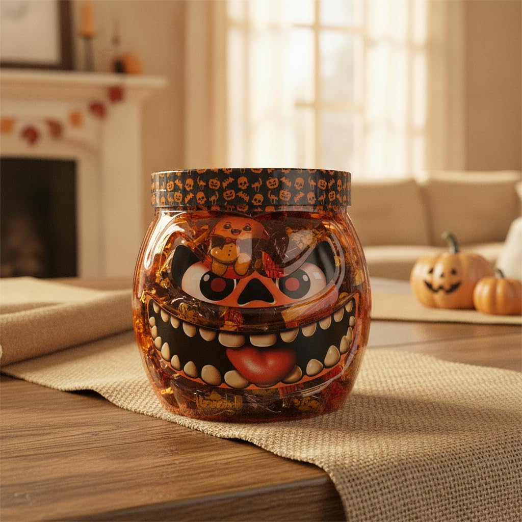 Bote de Caramelos y Golosinas Surtidas para Halloween 1kg | Surtido de Chuches en Calabaza Reutilizable | Dulces con Aromas y Colorantes Naturales | NEXU
