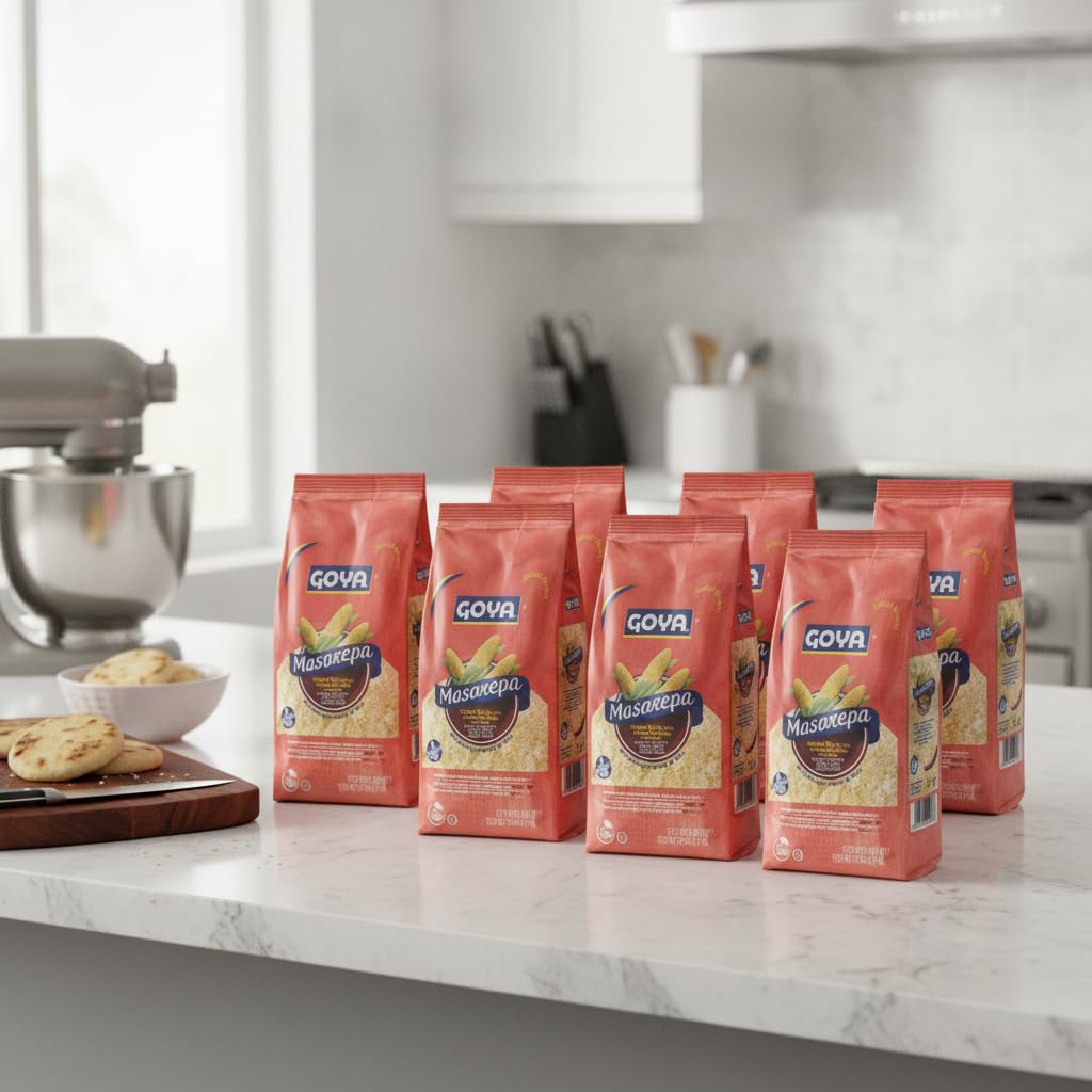 Harina Dulce - Pack de 7 x 500g - Harina de Maíz Amarillo Precocida con Azúcar de Caña para Cachapas y Arepas de Choclo - Goya - Sin Gluten y No GMO - 100% Natural - NEXU