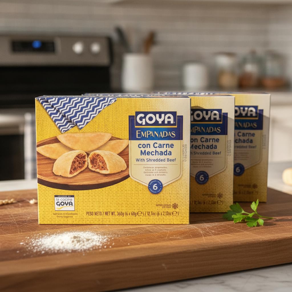 Empanadas de Carne Mechada Crujientes - Pack Ahorro 3 Cajas de 6 Unidades (1080g Total) - Empanadillas de Maíz Listas en 3 Minutos - Receta Tradicional y Sabor Auténtico - NEXU