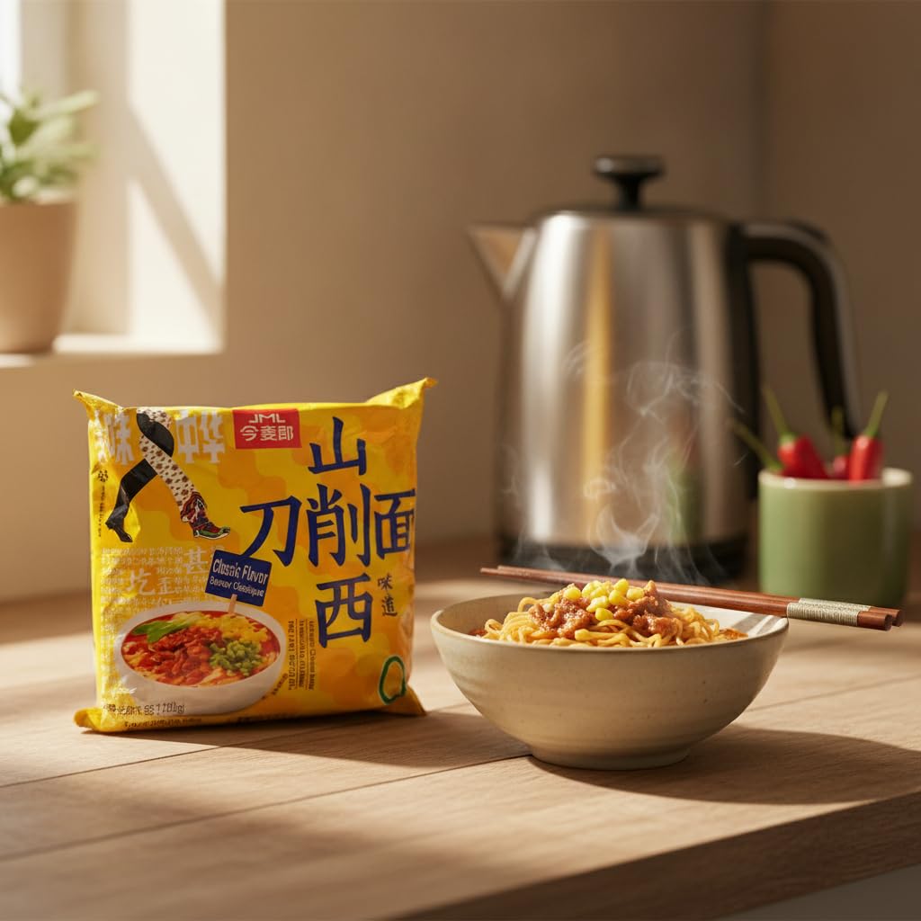 Fideos Instantáneos Estilo Shanxi Sabor Clásico - Pack de 3 unidades Fideos Chinos con Textura Tradicional Cortada a Cuchillo, con Salsa de Cerdo y Verduras Deshidratadas - Pack 104g c/u - NEXU