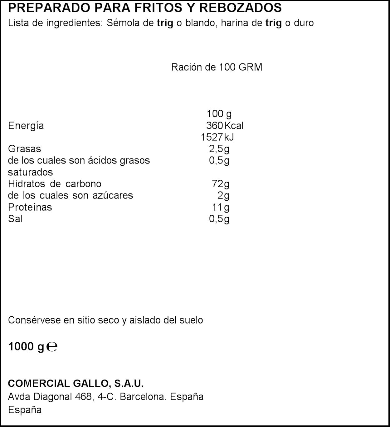 Gallo - Harina especial para fritos y rebozados -1kg
