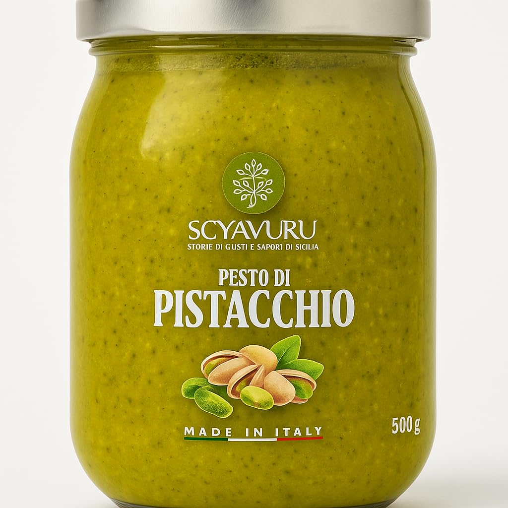 Pesto di Pistacchio Italiano Scyavuru 500 g | Pesto de Pistacho 60% | Auténtico Producto Gourmet de Sicilia | Ideal para Pasta, Salsas y Recetas Rápidas | Made in Italy BY NEXUSELL