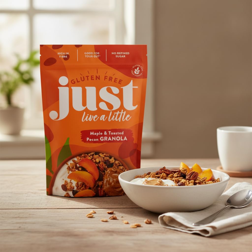 Granola de Arce y Nueces Pecanas Tostadas Sin Gluten - 1,2kg - Desayuno Integral Vegano - Rico en Fibra y Sin Azúcares Refinados - NEXU