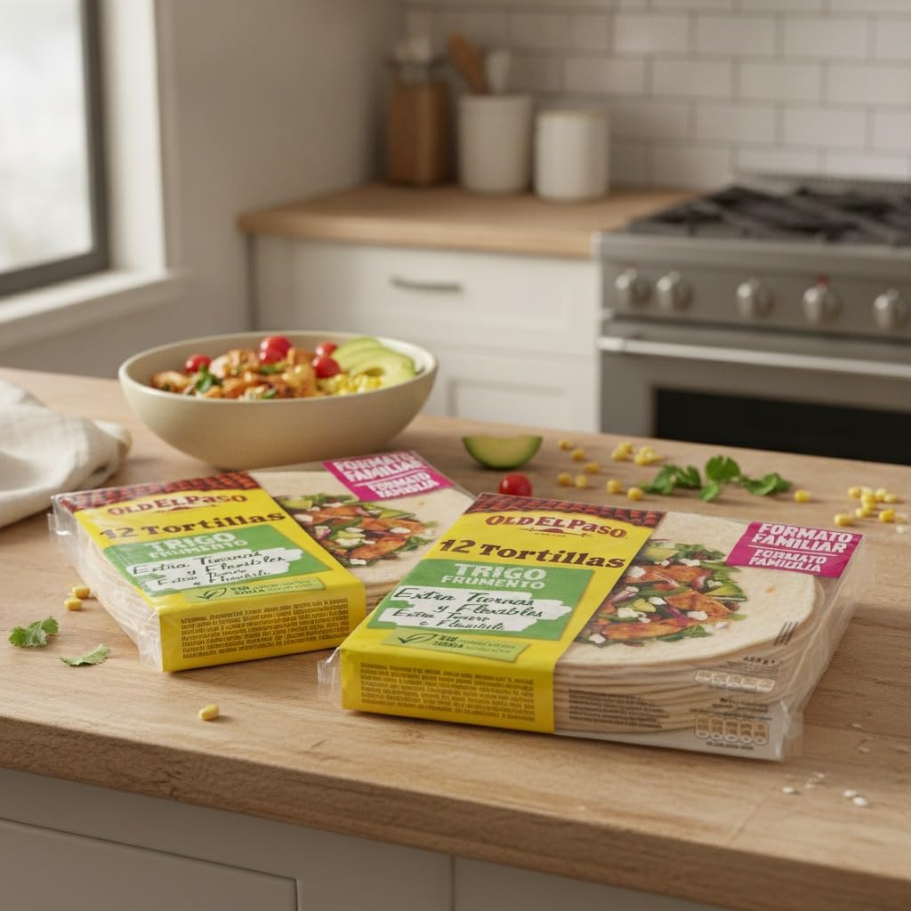 Tortillas de Trigo Tiernas - 2 Pack Familiar de 12 Unidades (489g) (24uds Total 978g) - Ideales para Fajitas, Burritos y Quesadillas - Sin Conservantes - NEXU