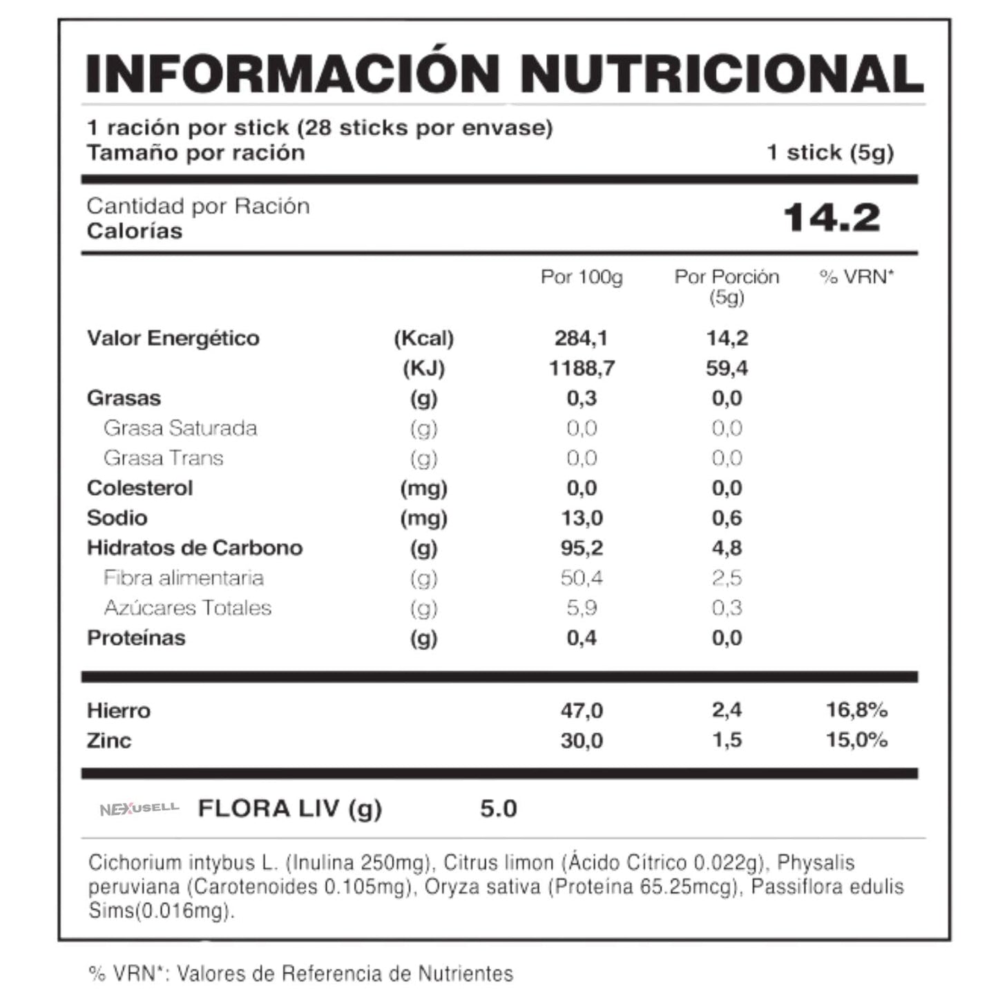 FLORA LIV- té frutal en polvo- TE CON FIBRA PREBIÓTICA + EXTRACTO DE PULPA DE GRANADILLA - MEJOR SALUD DIGESTIVA y ACTIVAR las defensas naturales / 1 CAJA CON 28 STICK