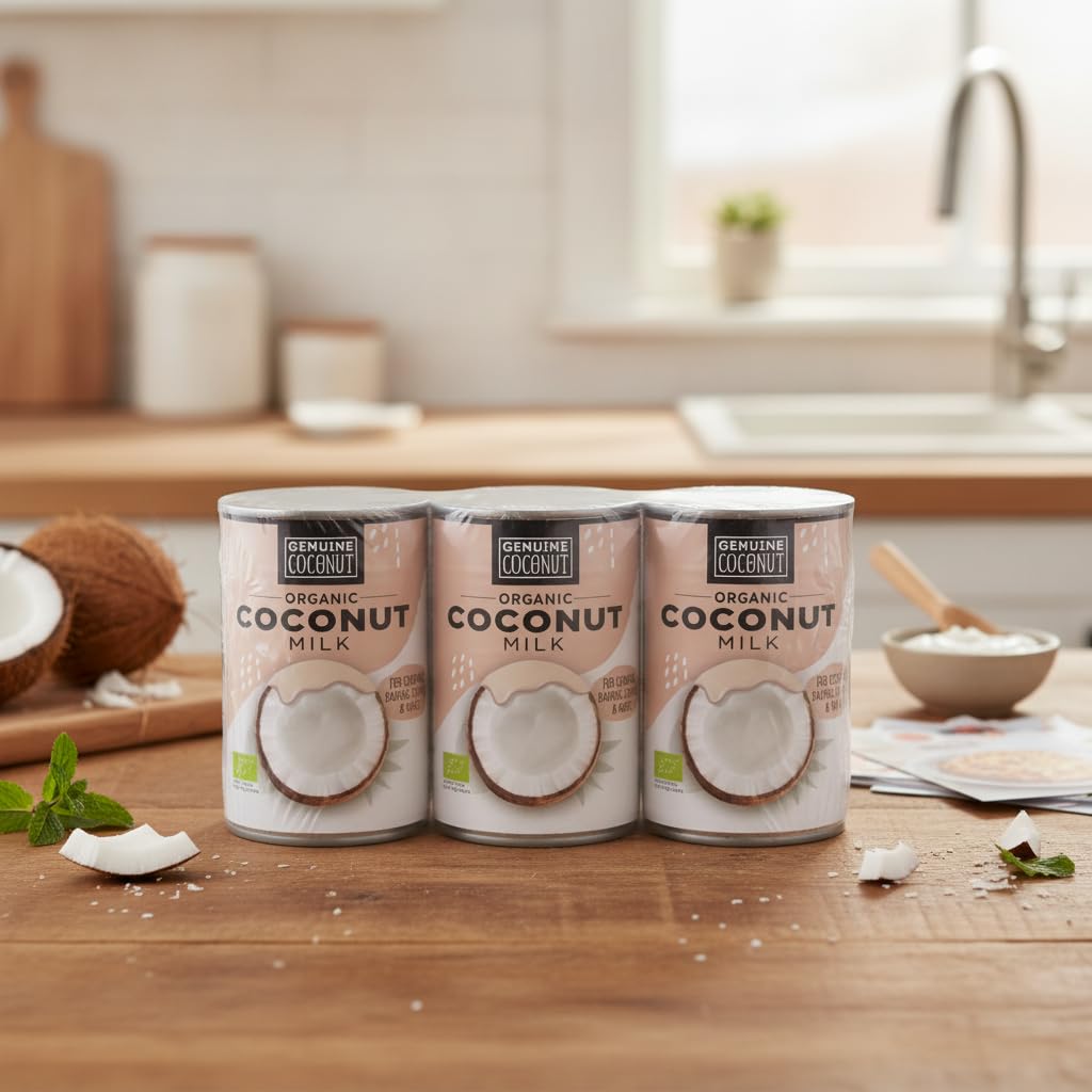 Leche de Coco de Sri Lanka - Pack de 6 x 400g - 65% Extracto de Coco para Cocina y Repostería - Sin Azúcar Añadido, Vegana y Sin Gluten - Textura Cremosa para Curry y Postres - NEXU