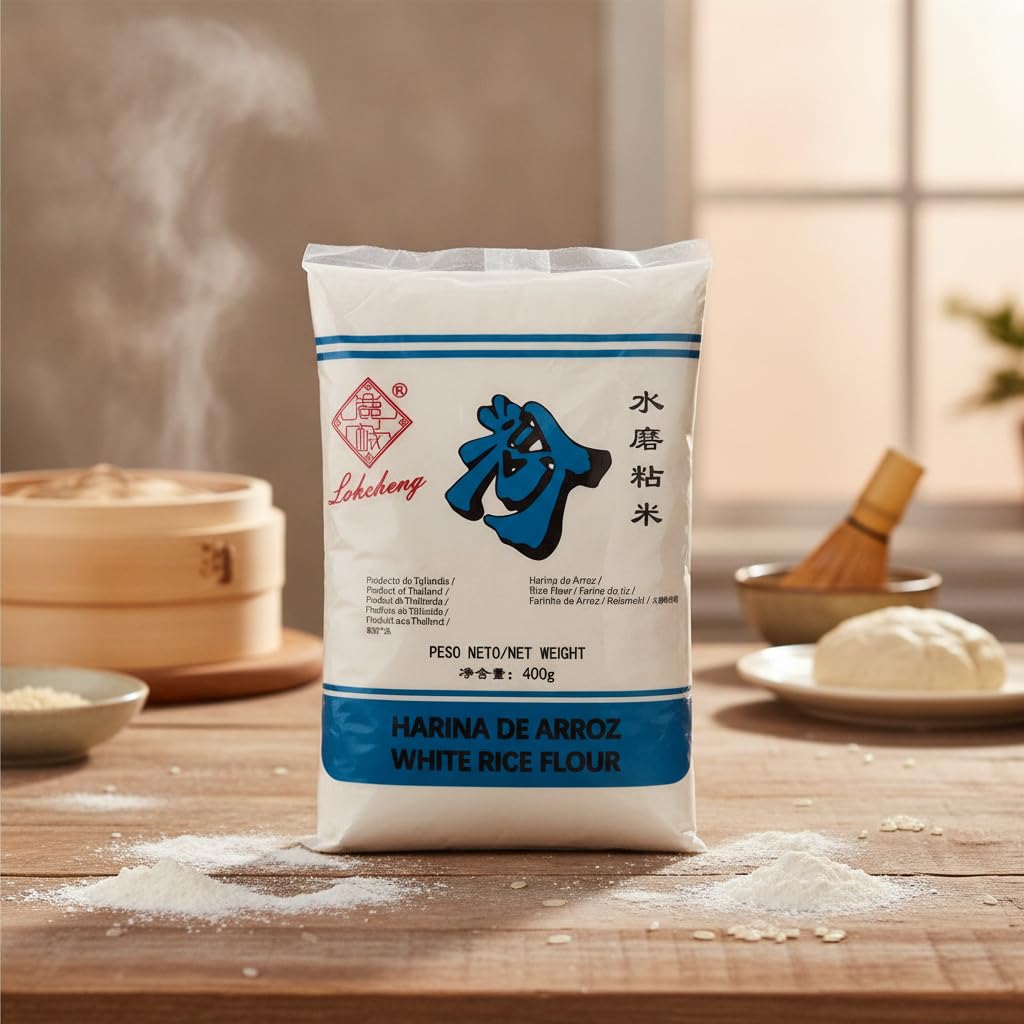 Harina de Arroz Blanco 400g - Harina de Arroz 100% Natural de Tailandia - Textura Extra Fina Molienda al Agua - Ideal para Repostería, Recetas Asiáticas y Espesante Natural - NEXU