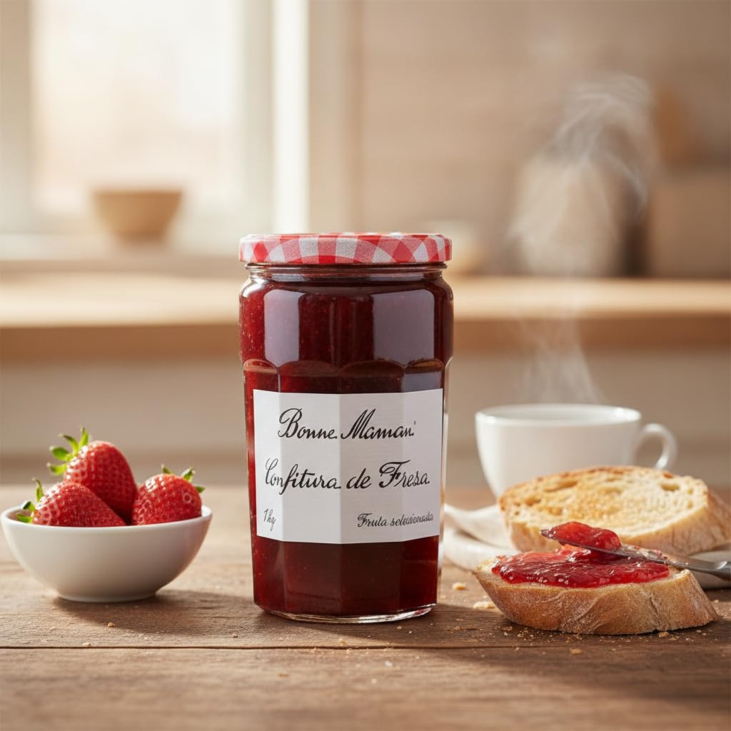 Confitura Extra de Fresa - Mermelada Tradicional con Fruta Seleccionada y Azúcar Moreno de Caña - Formato Ahorro Familiar 1 kg - NEXU