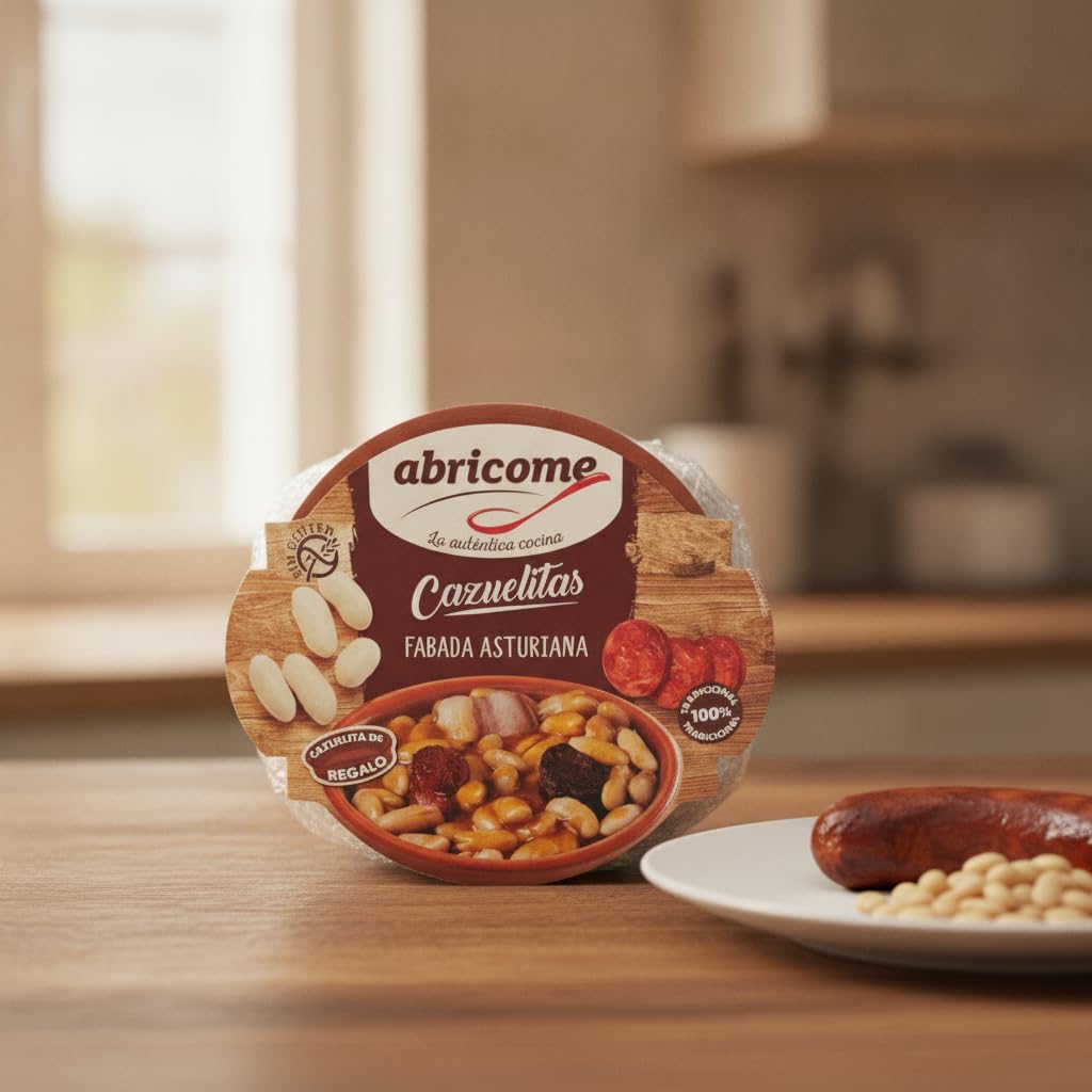 Fabada Asturiana Tradicional - Plato Preparado Sin Gluten - 415g con Cazuela de Barro de Regalo - Receta Original desde 1965 - Comida Casera Lista en 3 Minutos - NEXU