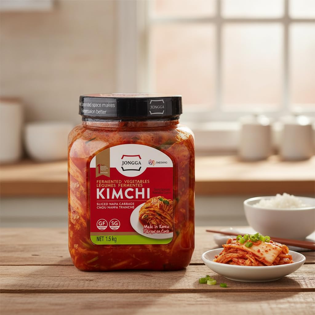 Kimchi Coreano Auténtico de Col China y Rábano - Fermentado Naturalmente - Receta Tradicional de Corea - Sin Gluten - Tarro de 1,5 kg - NEXU