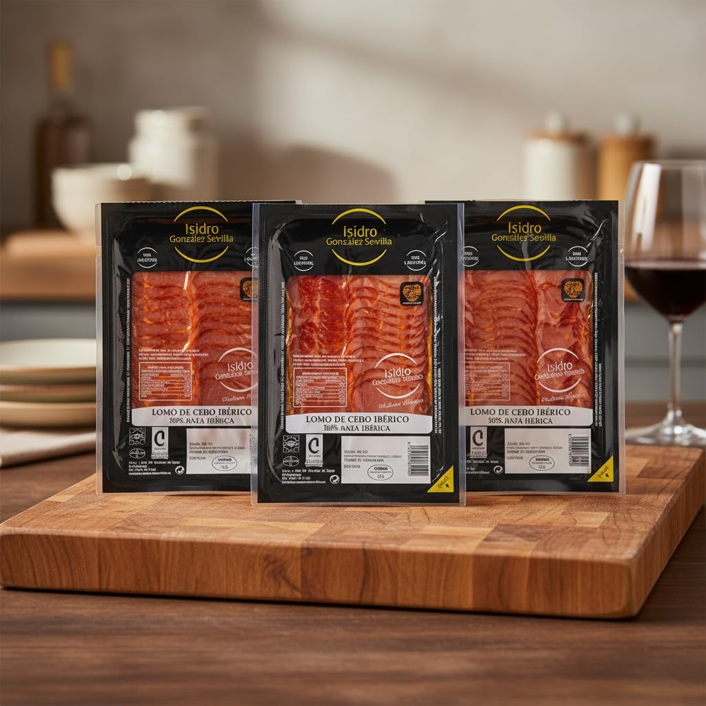 Lomo de Cebo Ibérico 50% Raza Ibérica - Pack Ahorro de 3 Raciones Envasadas al Vacío - Sin Gluten - Sin Lactosa - Isidro González Revilla - 150g - Embutido de Alta Selección - NEXU