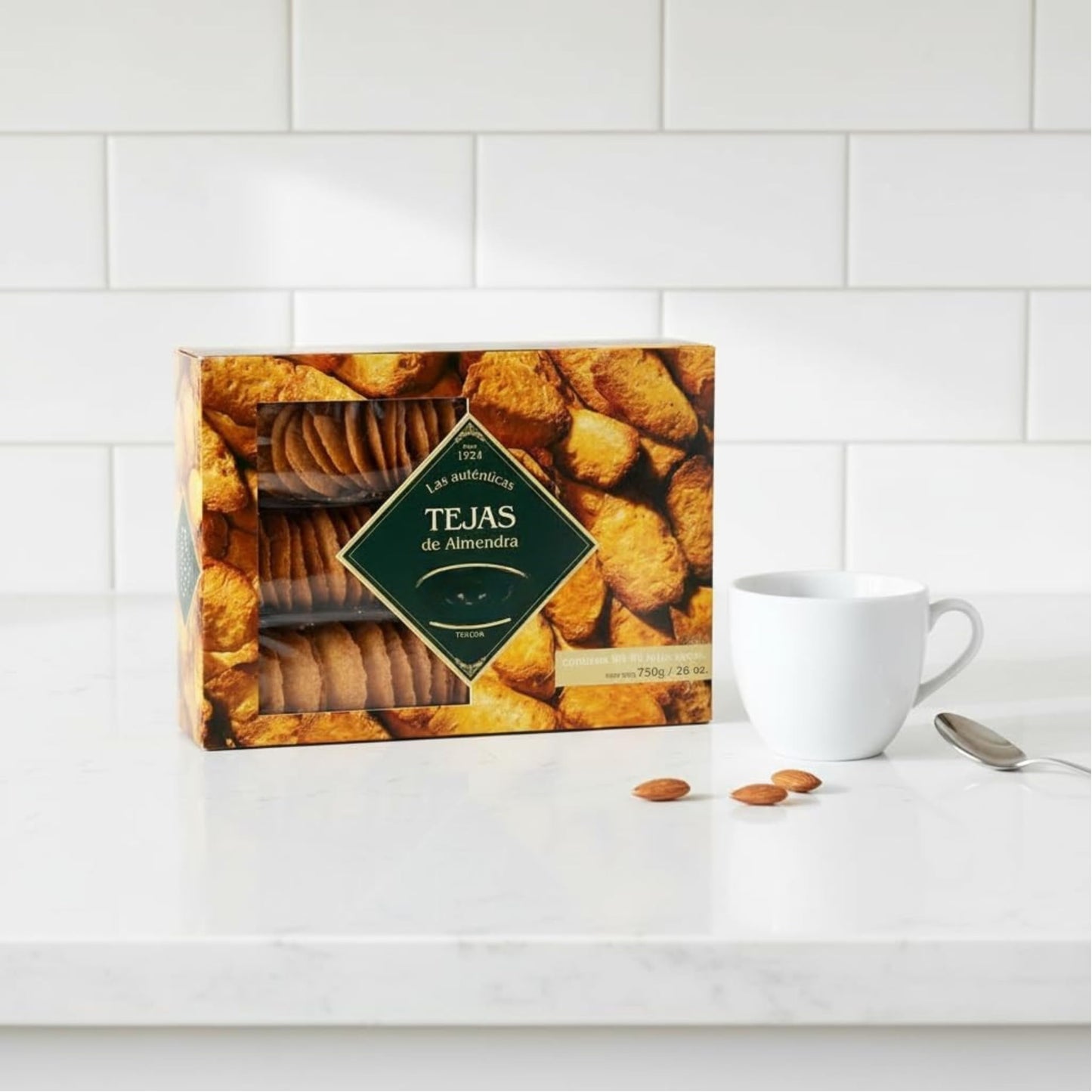 Tejas de Almendra de Tolosa Originales - Caja 750g (90-95 uds) - Dulce Artesano - 34% Almendra Seleccionada - Sin Conservantes - Repostería Gourmet Tradicional - NEXU