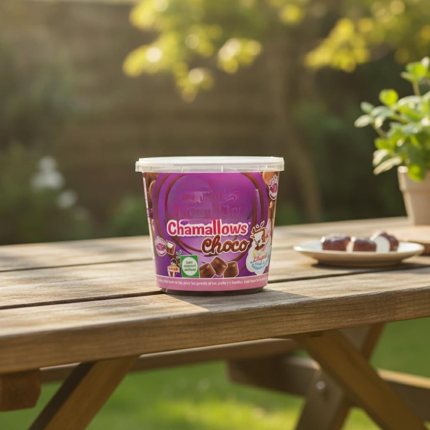Chamallows Choco - Marshmallows Tiernos con Cobertura de Chocolate con Leche (46%) - Formato Maxi Partage en Tarrina de 650g - Ideal para Fiestas y Eventos - NEXU