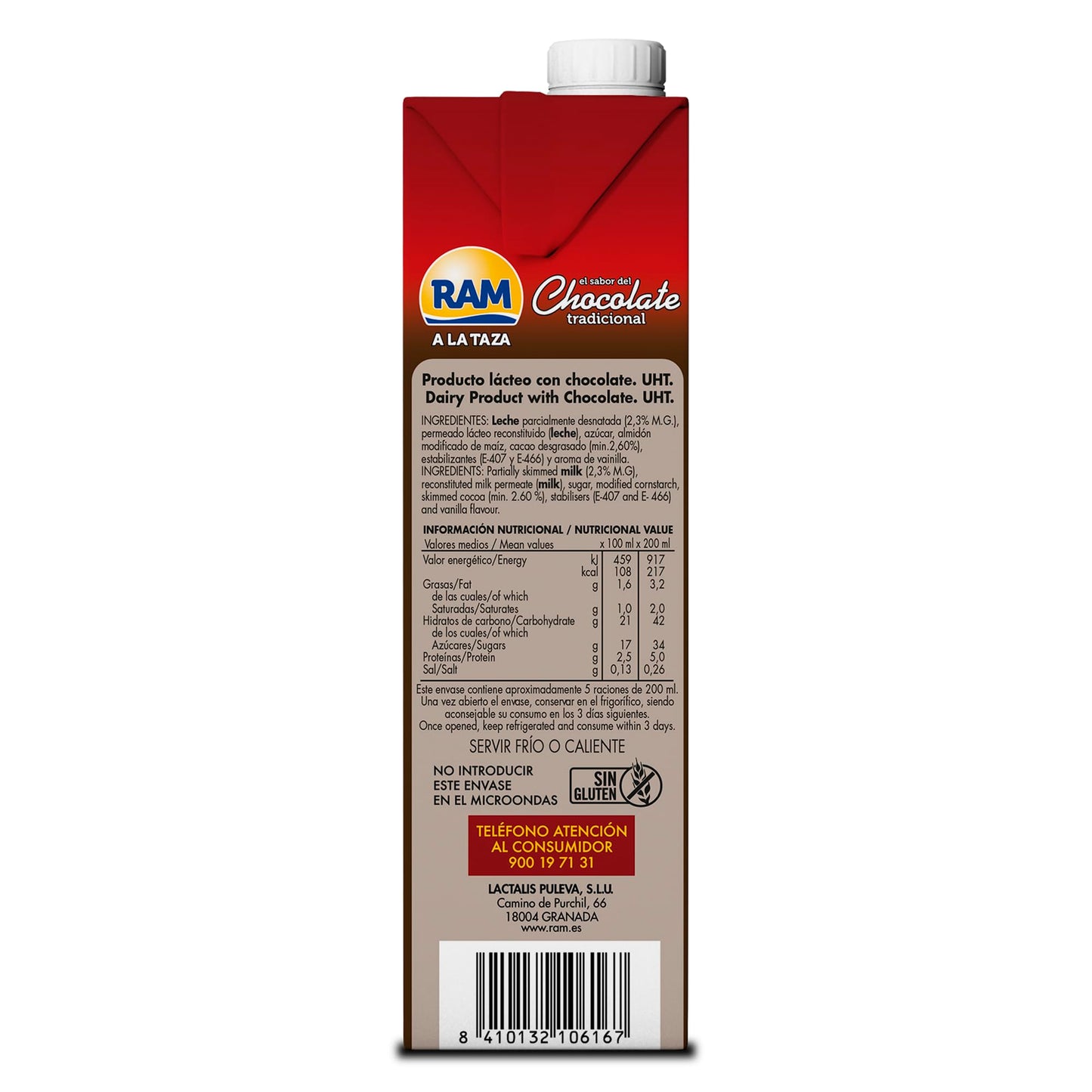 RAM - Chocolate a la Taza, Listo para Calentar y Servir, Sabor Clásico y Cremoso, Elaborado con Leche y Cacao Seleccioandos, Brik 1 Litro
