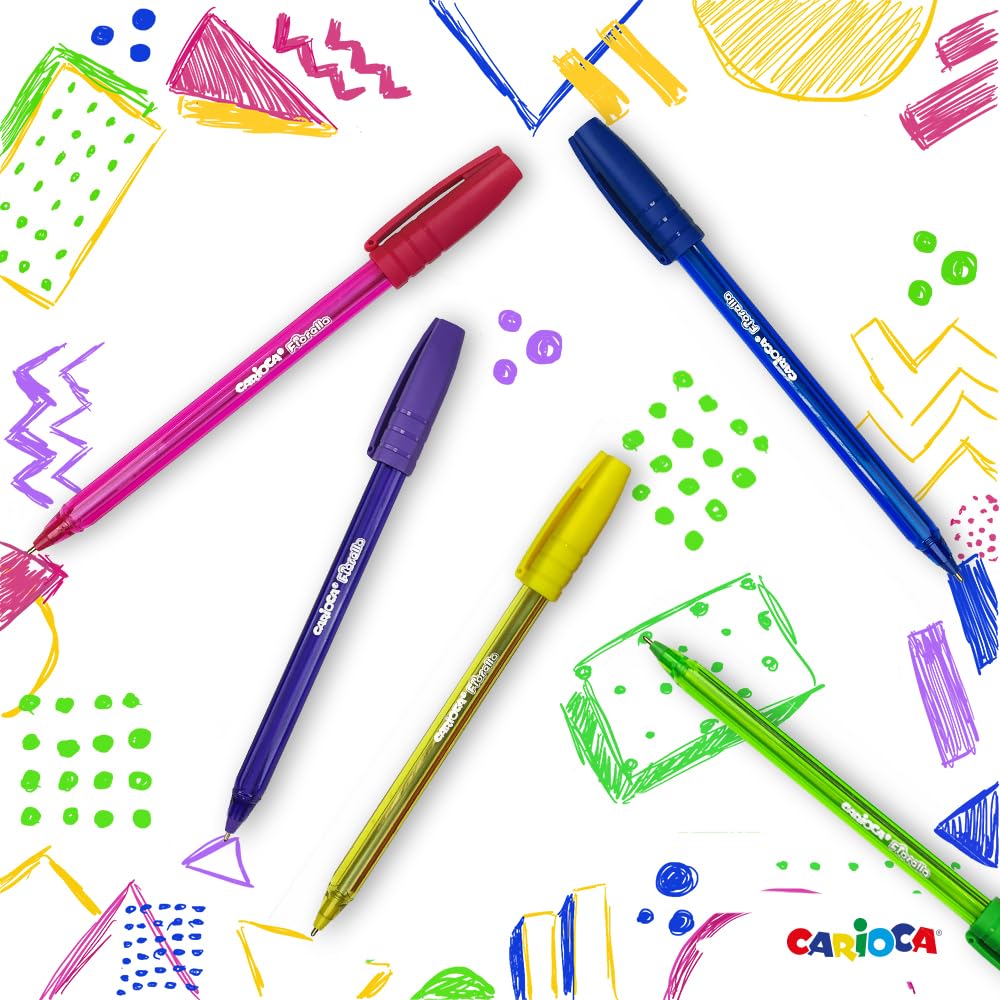 CARIOCA Bolígrafos del Gel Neón | Caja de 6 Bolígrafos de Gel Fiorella colores Neón | Para el Colegio, Universidad y Oficina | Punta de Ø 0,1 mm | 6 piezas