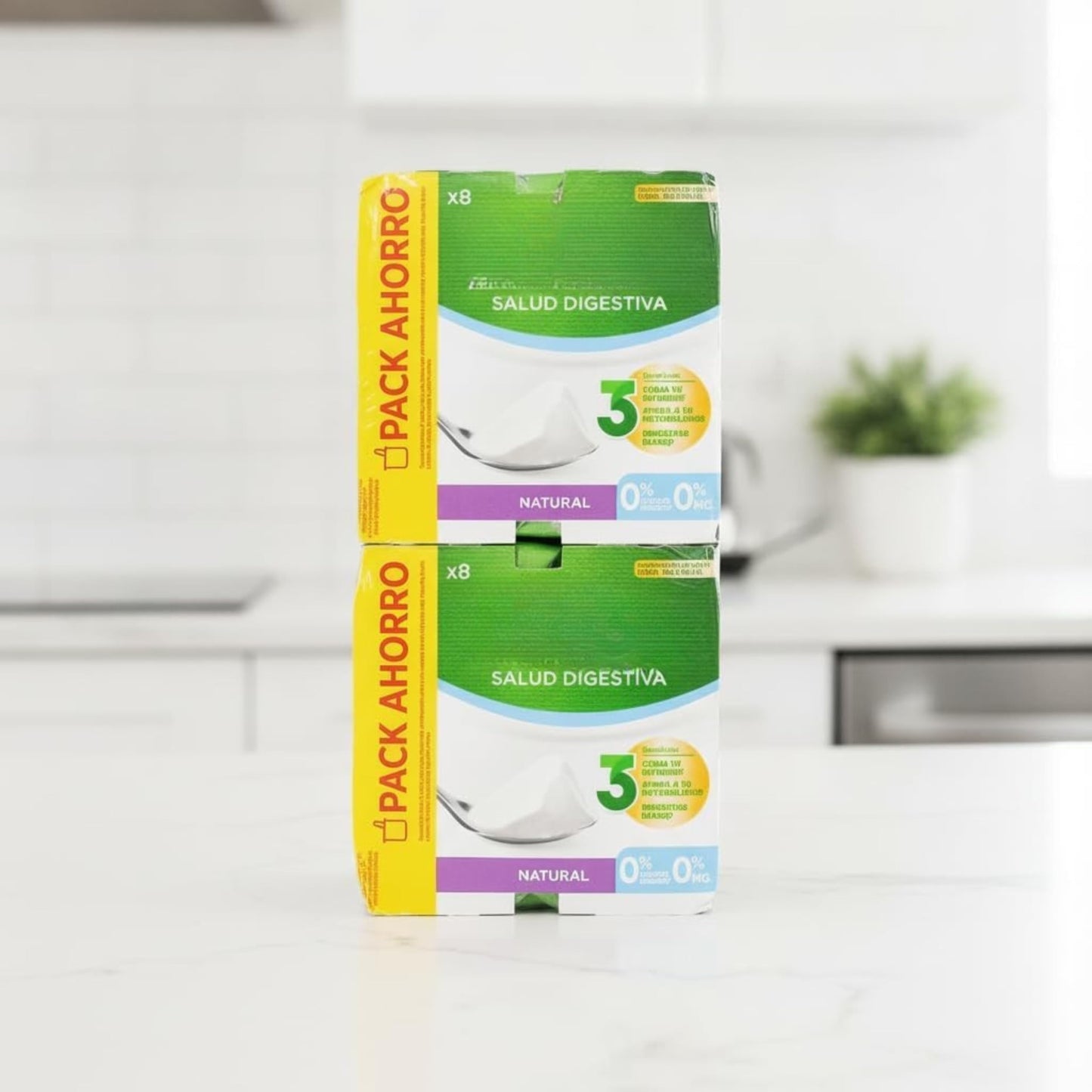 Yogur Desnatado con Bífidus y Calcio - 2 Pack Ahorro de 8 uds c/u x 120g - Salud Digestiva Natural 0% MG 0% Azúcares Añadidos - NEXU