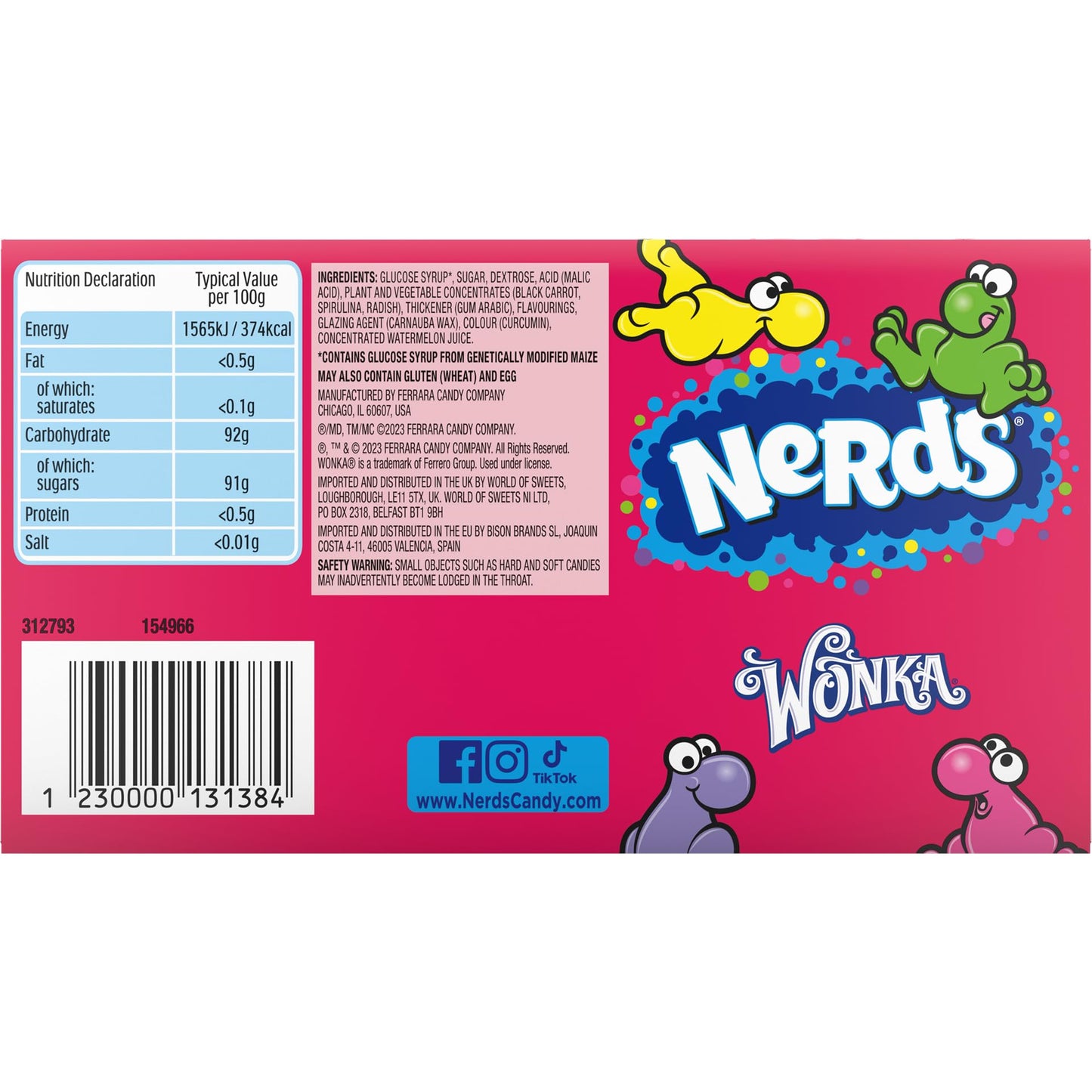 Nerds Fruits VideoBox - Caramelos Frutales con Ingredientes Naturales - Ácidos y Crujientes - Sin Sabores Artificiales - Perfectos para Compartir - Pack de 12 Cajas x 141 g