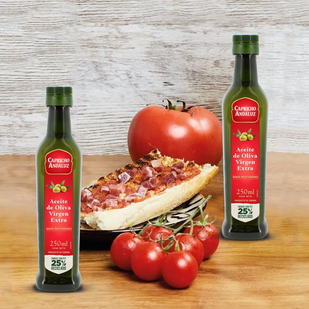 Capricho Andaluz | Aceite de Oliva Virgen Extra | Botella PET 250ml, Origen Español, Prensado en Frío, Ideal para Cocinar, Aliñar Ensaladas y Uso Diario